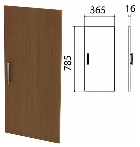 Дверь ЛДСП низкая "Монолит" (ш365*г16*в785 мм), цвет орех, ДМ41.3, ш/к640210