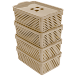 Корзина для хранения Лофт 3,8л с крышкой 4 шт / контейнер / хозяйственная коробка - изображение