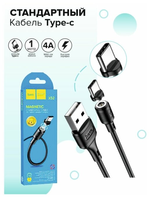 Кабель Hoco X52 Sereno USB - Lightning 2.4A 1m Black 6931474735522 - фото №10