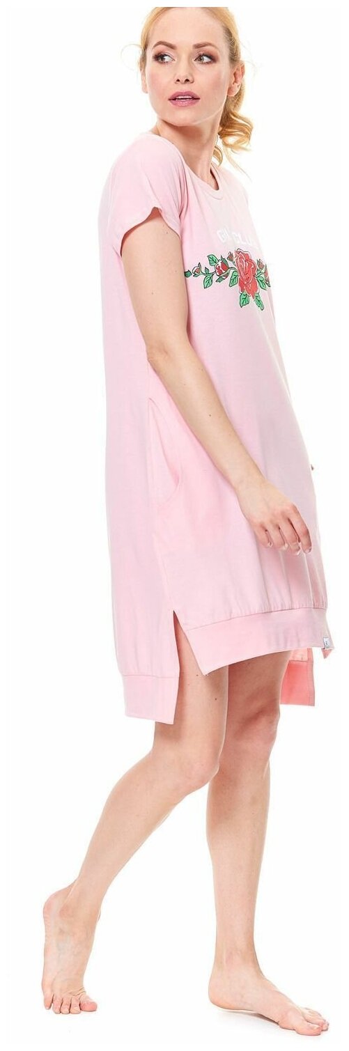 Женская розовая ночная сорочка с карманами DOCTOR NAP tm.9514 - фотография № 4