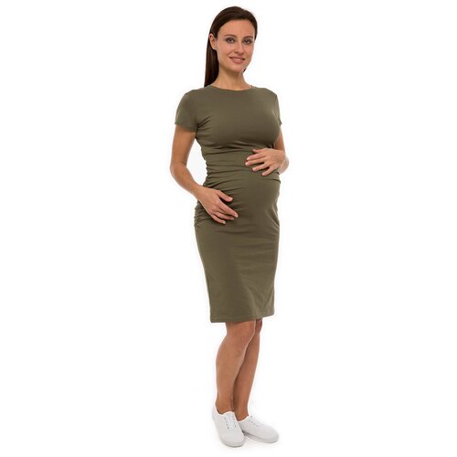 Платье Lunarable для беременных с коротким рукавом хаки, размер 50(XL)