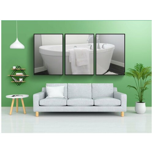 фото Набор модулных постеров для интерьера "ванна, ванная комната, белый" 60x90 см. в тубусе, без рамки lotsprints