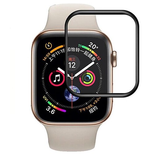 Защитное стекло на Apple Watch, 44mm, 3D Full glue, черное защитное бронь стекло для apple watch 44мм 5d full glue