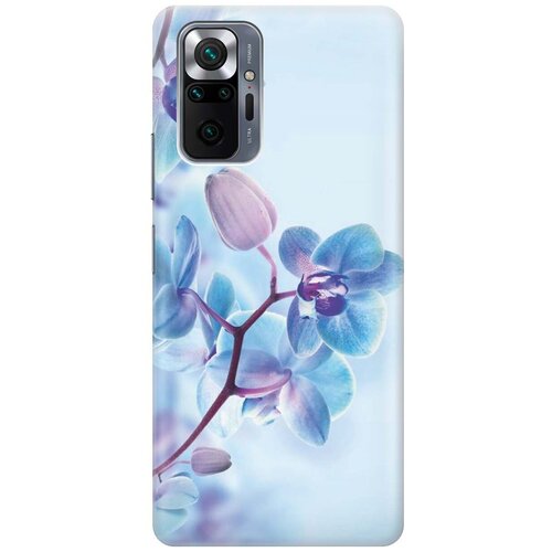 фото Ультратонкий силиконовый чехол-накладка для xiaomi redmi note 10 pro с принтом "синий цветок на синем" gosso