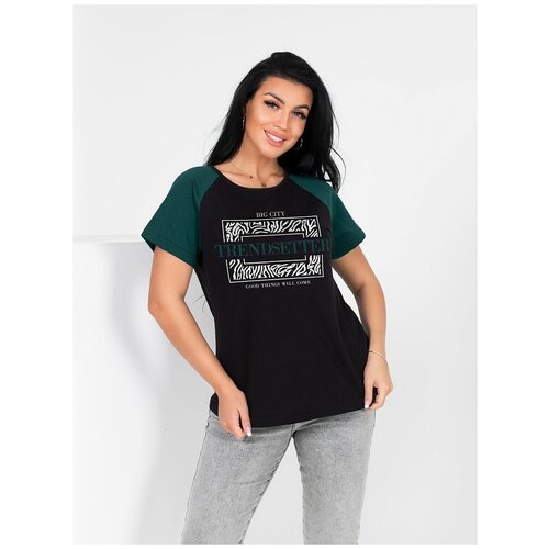 Женская футболка Сингл Черный 50 Кулирка Brosko