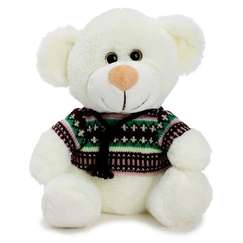 Купить Мягкая игрушка Unaky Soft Toy Мишка Сильвестр в свитере, 19 см, белый, искусственный мех/полимер, female