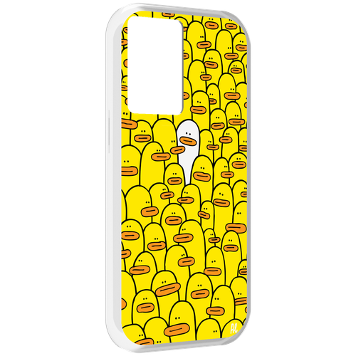 Чехол MyPads белый среди желтых для OnePlus Nord N20 SE задняя-панель-накладка-бампер
