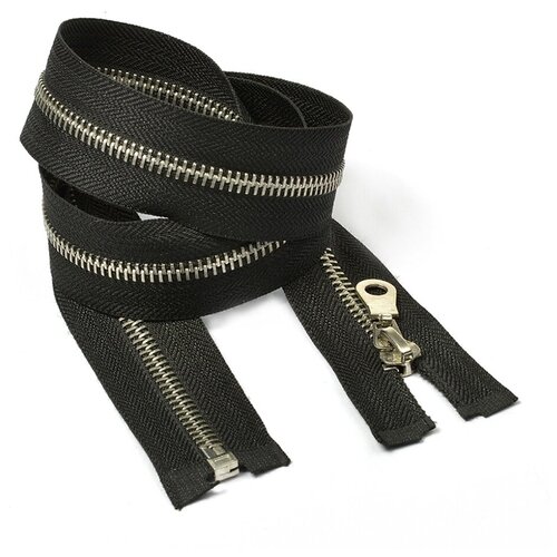 фото Молния maxzipper металлическая, никель, №5, 70 см, замок груша, цвет f322, черный (f.1.nik5.70.322) max zipper