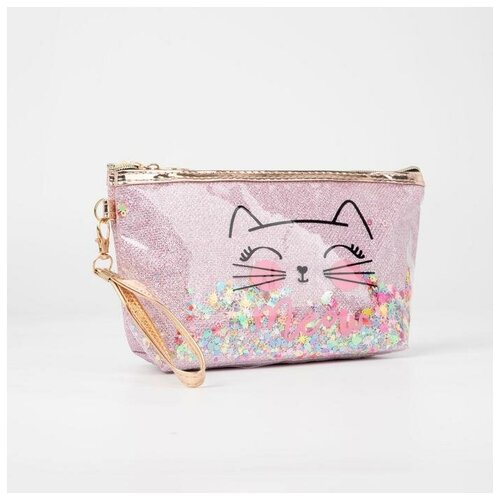 фото Косметичка-сумочка, отдел на молнии, с ручкой, цвет розовый yandex market