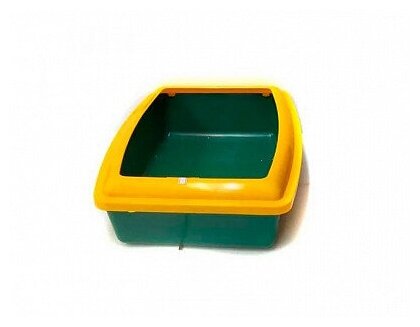 Вака Туалет для кошек "глубокий С бортиком", 43х32.5х12 см, зеленый - фотография № 2