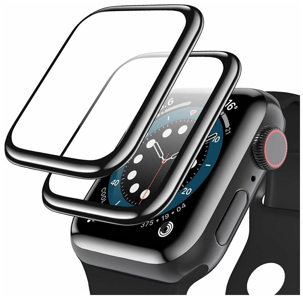 Защитное стекло 3D на Apple Watch Series 4 5 6 SE (эпл вотч) 44