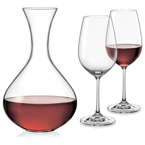 Набор для вина 3 предмета 2 персоны, декантер+2 бокала, Виола, Bohemia Glass