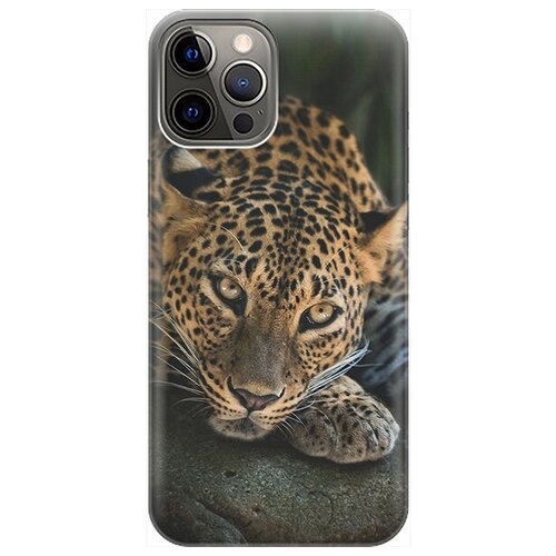 фото Ультратонкий силиконовый чехол-накладка для apple iphone 12 pro max с принтом "загадочный леопард" gosso