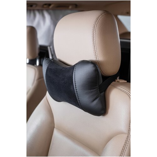 Подушка на подголовник экокожа, алькантара черный