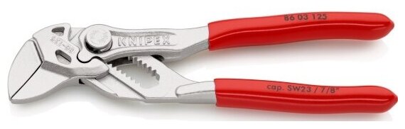 Клещи переставные - гаечный ключ Knipex KN-8603125SB, 23 мм (7/8"), 125 мм, хром, пластиковые рукоятки