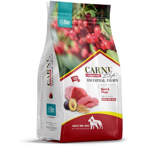 Carni Life корм для собак средних и крупных пород, говядина с черносливом и клюквой 2,5 кг