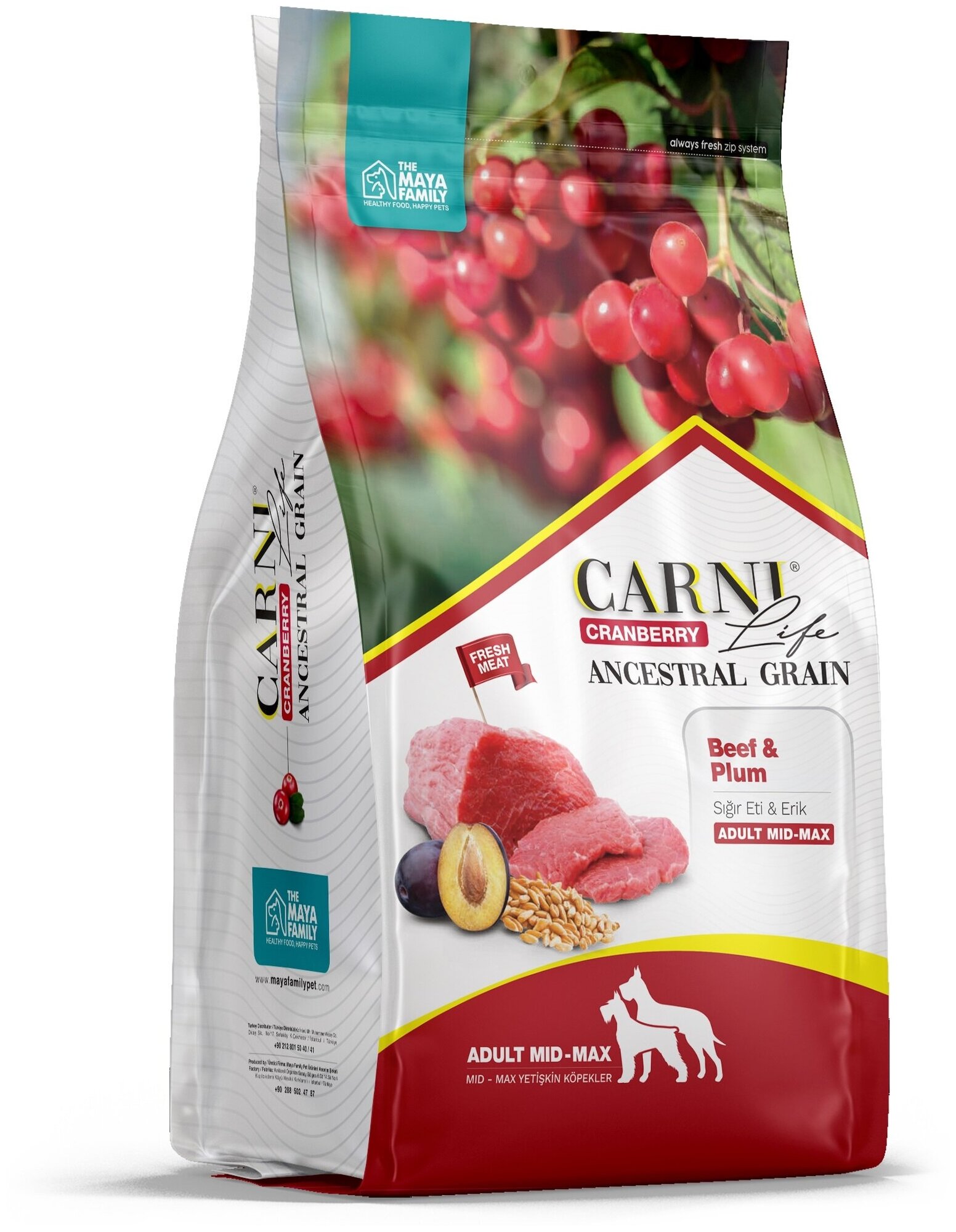 Сухой корм Carni Life для собак средних и крупных пород говядина и слива medium maxi 2,5кг