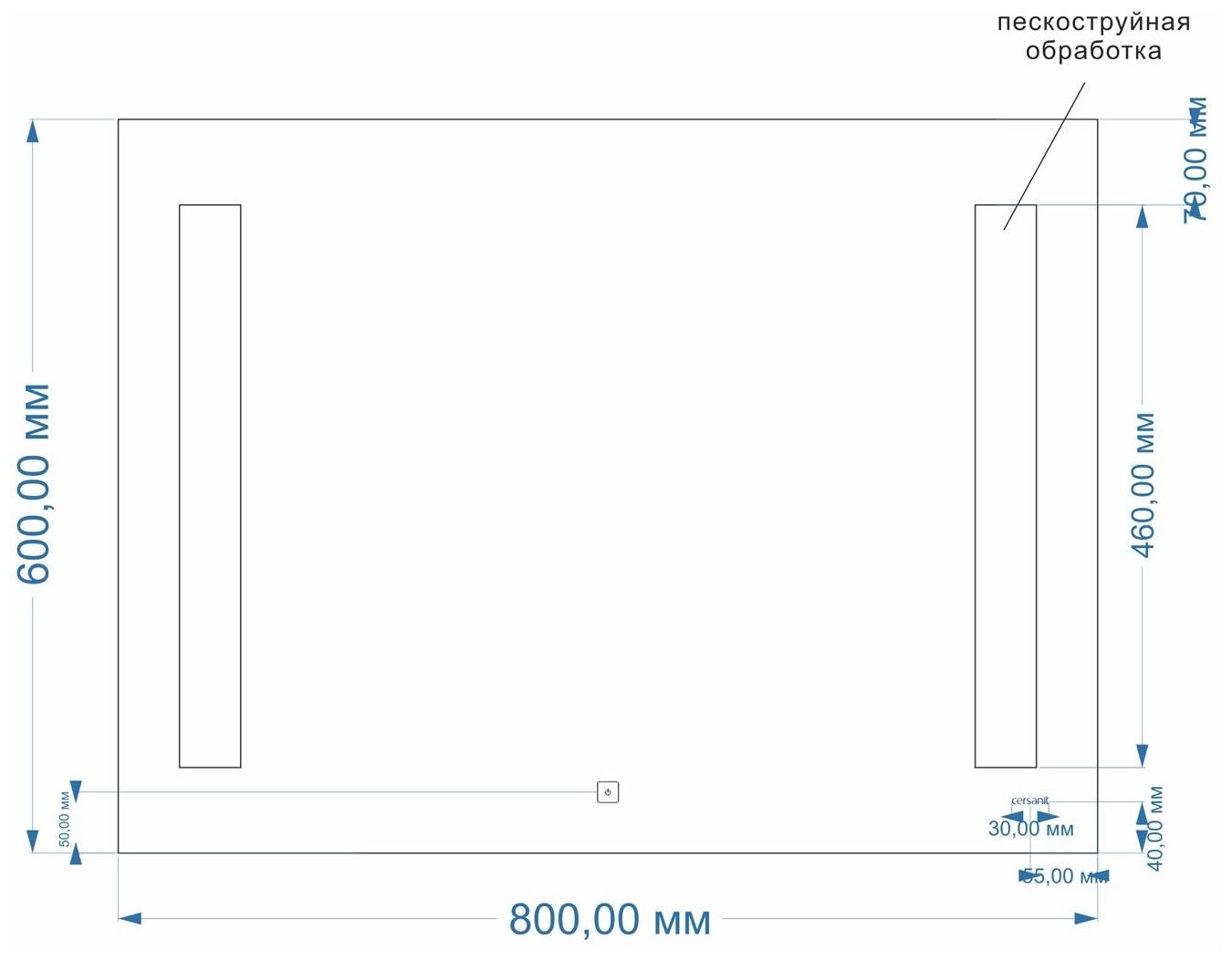 Зеркало Cersanit LED 020 base 80x60 Элегантный дизайн, ECO LED подсветка, Сенсорный выключатель, Класс зашиты IP44, Бельгийское зеркальное полотно, Гарантия 2 года - фотография № 6