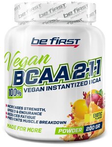 Фото Вегетарианские БЦАА BeFirst, BCAA 2:1:1 VEGAN instantized powder, 200г (Экзотик)/Спорт питание БЦАА / Для мужчин и женщин, похудения и набора мышечной массы