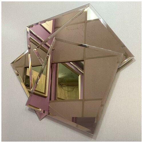 Зеркальная плитка с фацетом бронза Briola 30 см, квадратная, комплект 4 шт