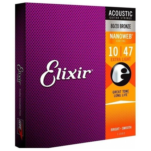 фото Elixir 11002 nanoweb extra light anti-rust струны для акустической гитары
