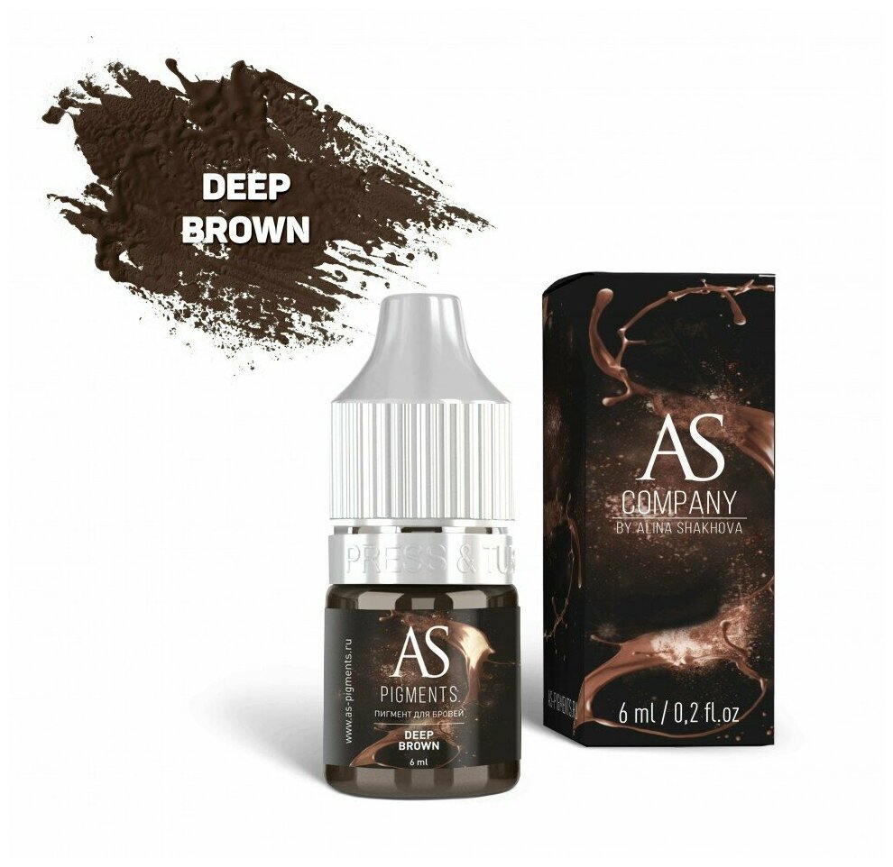 AS Company (AS Pigments Алина Шахова Пигменты Шаховой) Пигмент для татуажа бровей Deep brown (Глубокий коричневый) 6 мл