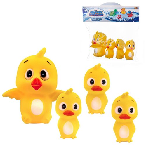 Купить Набор резиновых игрушек для ванной Abtoys Веселое купание 4 предмета (мама-утка и 3 утенка), Китай