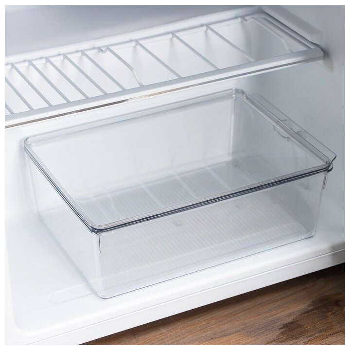 Контейнер для холодильника с крышкой и ручкой RICCO, 32×20,5×10 см, цвет прозрачный - фотография № 6