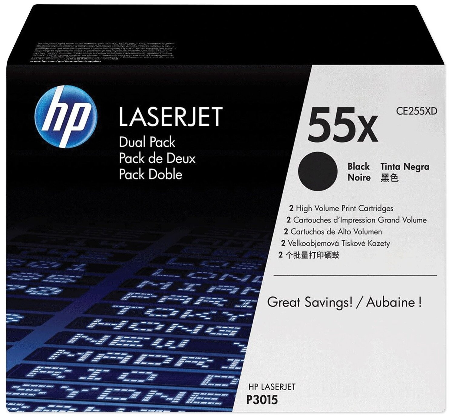 Картридж лазерный HP (CE255XD) LaserJet M525dn/ M521dn/ P3015, комплект 2 шт., оригинальный, ресурс 2×13500 страниц