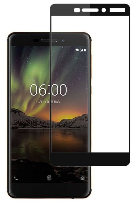 Защитное стекло на Nokia 6 (2018)/ 6.1 (2018), 9D, черный