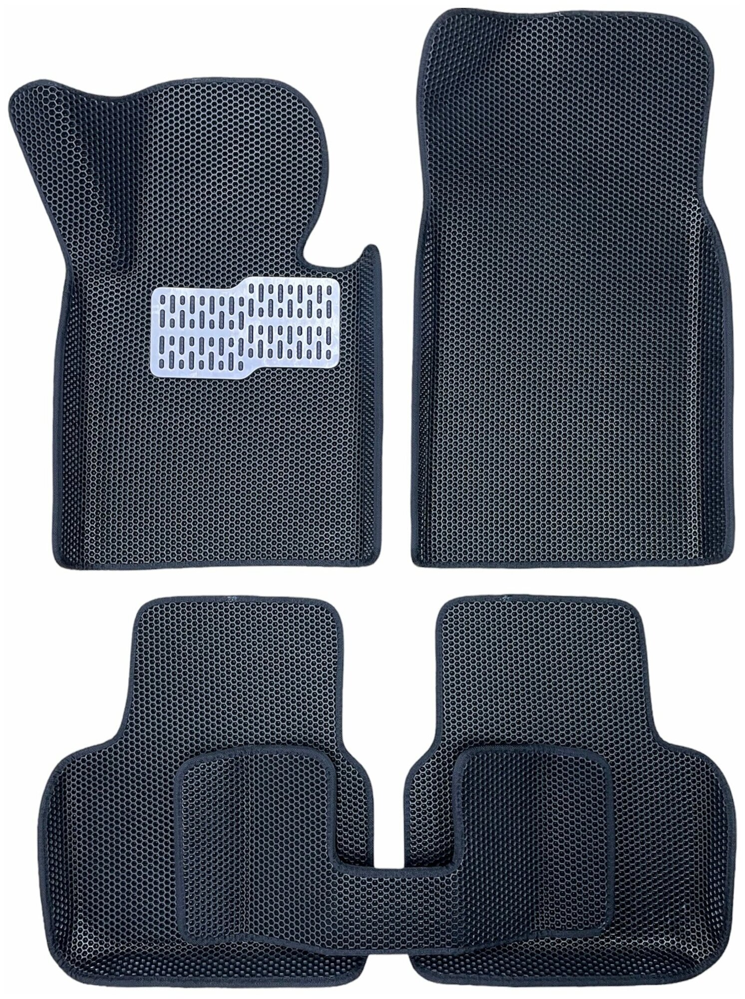 Автомобильные коврики ЕВА / EVA с бортами 3д / 3D для Volkswagen Passat B7 2010-2015 / Фольцваген Пассат Б7 черный(сота)-черный / металл подпятник
