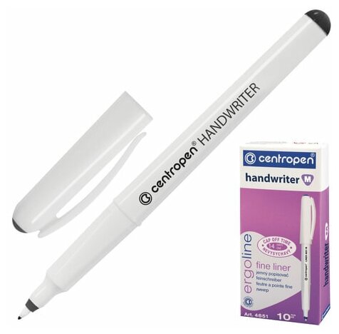 Ручка капиллярная (линер) черная CENTROPEN "Handwriter" трехгранная линия 0 5 мм 4651, 20 шт