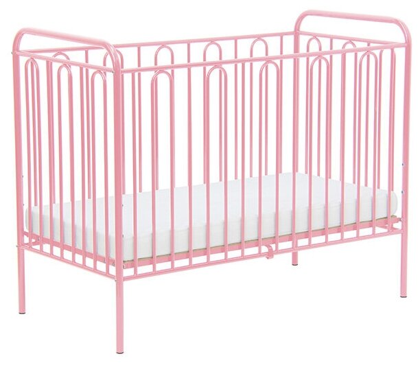 Кроватка детская Polini kids Vintage 110 металлическая розовый - фото №1