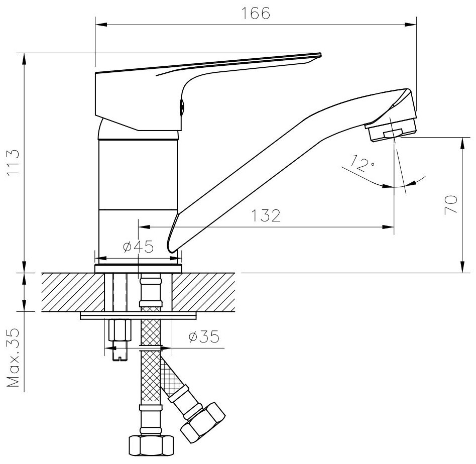 Смеситель для раковины Rossinka Silvermix RS27-22 с поворотным изливом