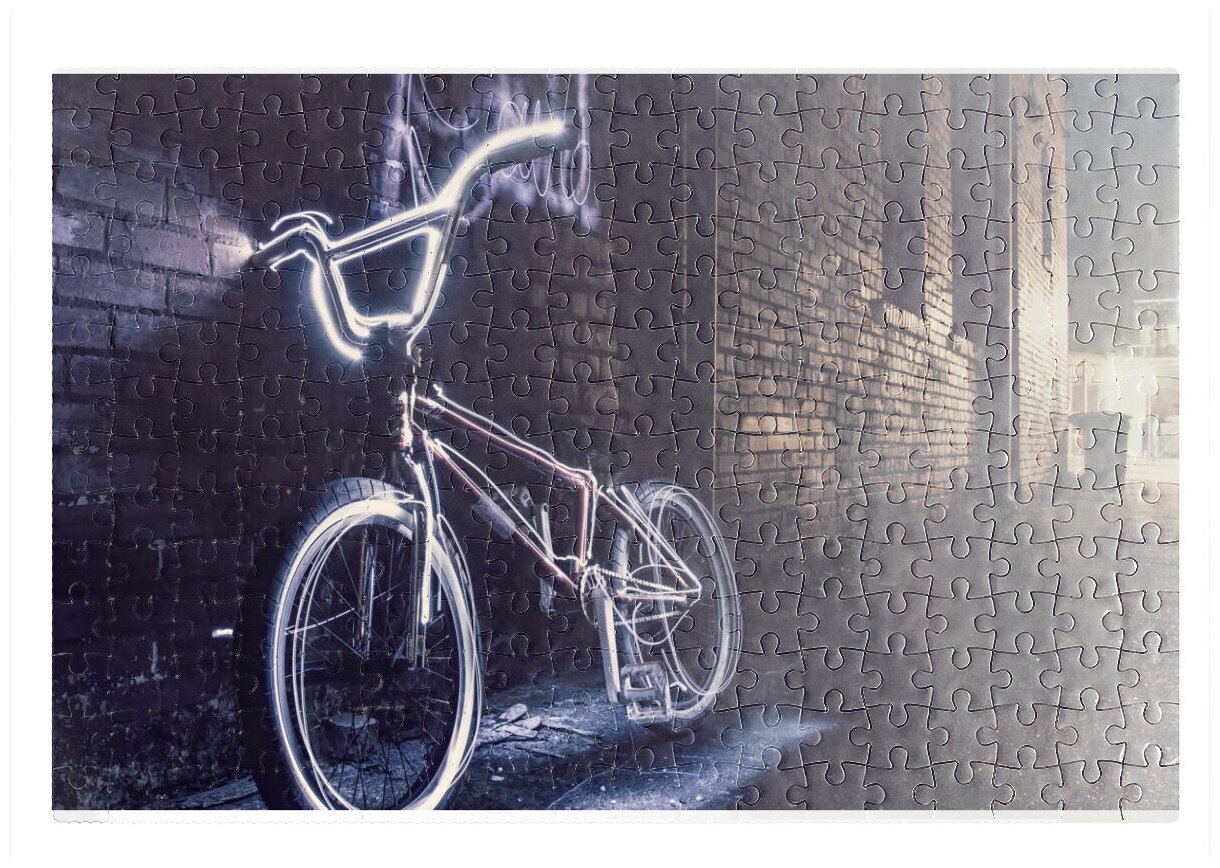 Пазлы CoolPodarok Велосипед Неон У стены 26х38см 252 элемента