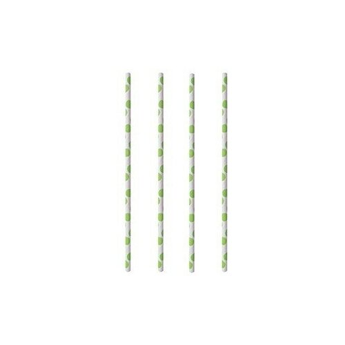 Трубочки [100шт] D=0.6, L=20см; белый, зелен. (Pap Star)