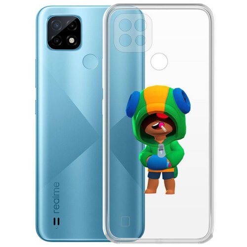 Чехол-накладка Krutoff Clear Case Brawl Stars-Леон для Realme C21 чехол накладка krutoff clear case brawl stars дино леон для xiaomi poco m5