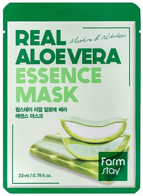 Farmstay Real aloe vera essence mask тканевая маска с экстрактом алоэ, 23 г, 23 мл