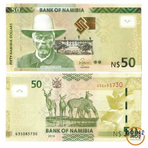 намибия 50 долларов 2012 2016 unc pick 13 Намибия 50 долларов 2016 г «Антилопа Куду» UNC