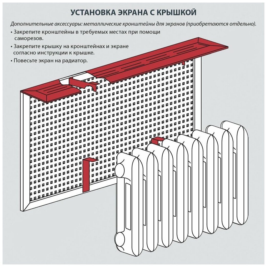 Крышка для экрана радиатора, 900 мм, универсальный, белая, Стильный Дом, v545837