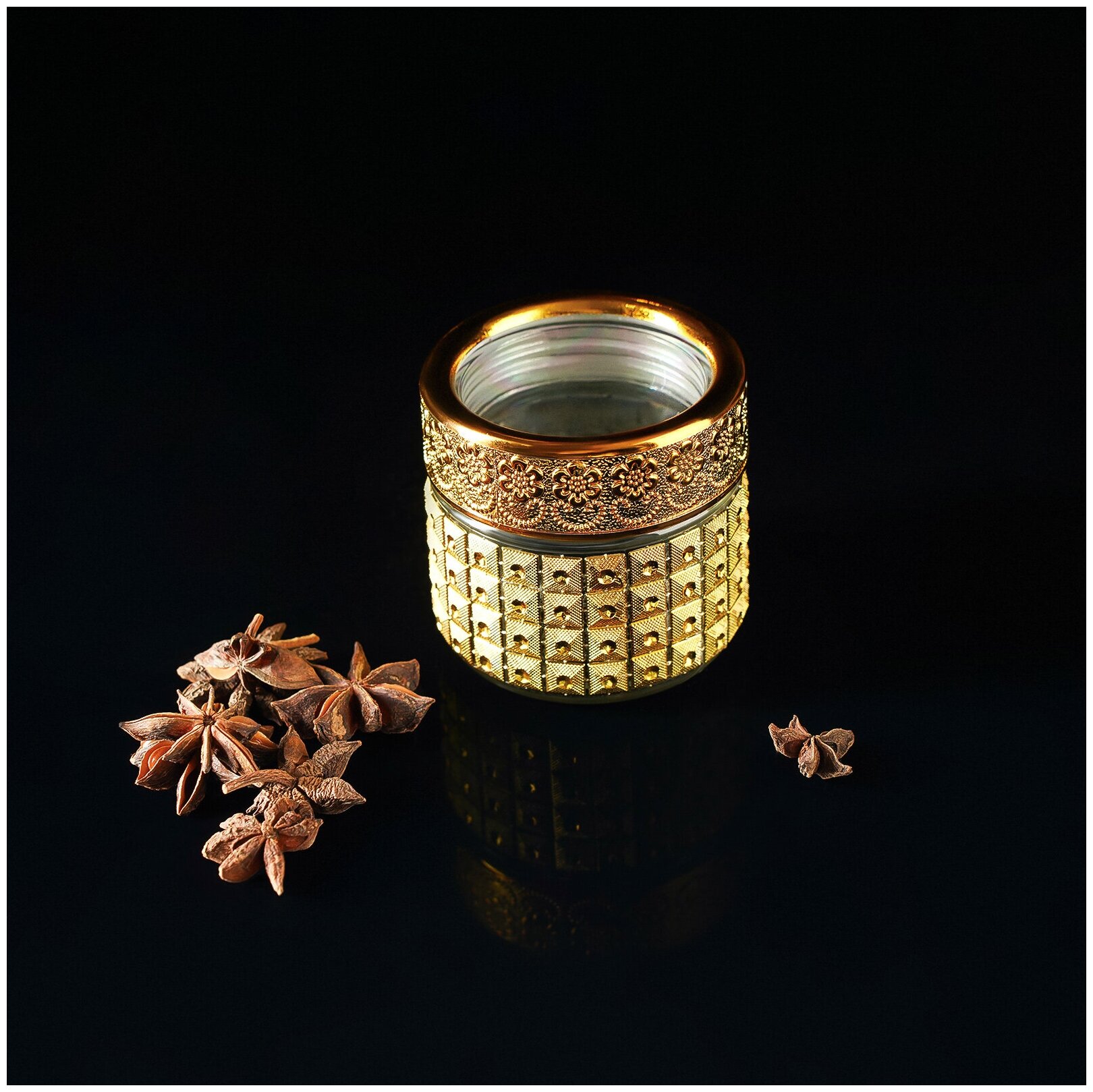 Баночка стеклянная для специй «Голд», 100 мл, 5,7×5,5, цвет золотой