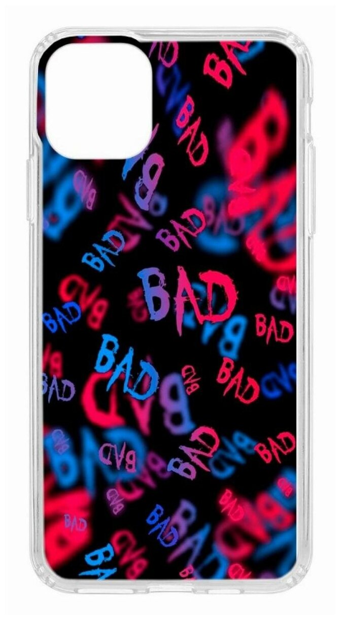 Чехол для iPhone 11 Pro Max Kruche Print Bad,противоударная пластиковая накладка с рисунком,защитный силиконовый бампер с принтом и защитой камеры