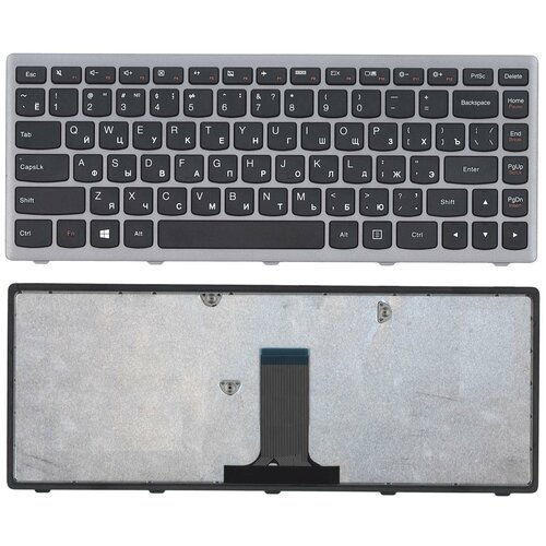 Клавиатура для ноутбука Lenovo Flex 14 G400s черная с серой рамкой клавиатура для ноутбука lenovo flex 14 g400s черная с рамкой