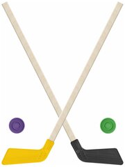 Детский хоккейный набор для игр на улице Клюшка хоккейная детская 2 шт желтая и черная 80 см.+2 шайбы Винтер
