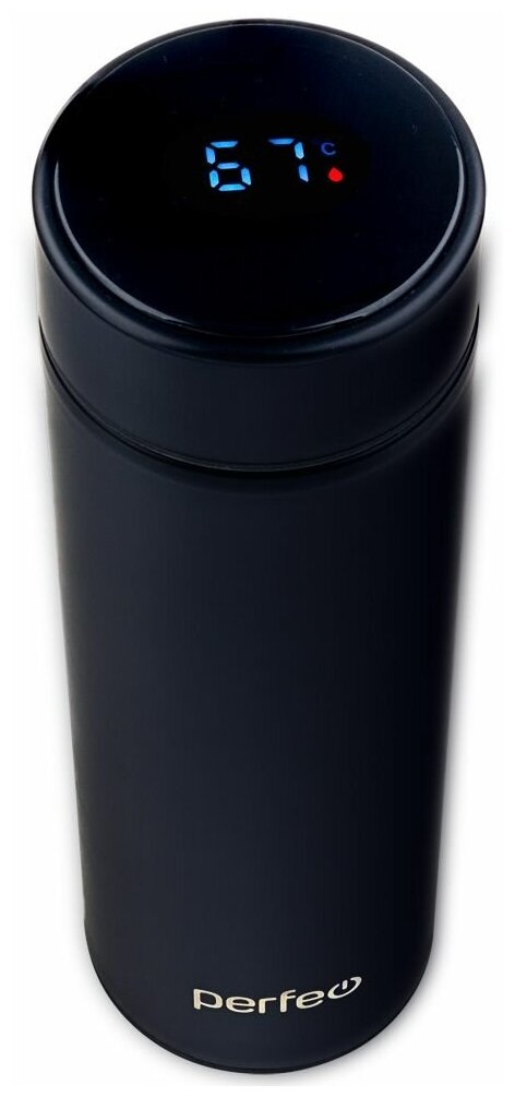 Термос PERFEO для напитков с термомертом, ситечком, объем 0,45 л, черный (PF_C3719)