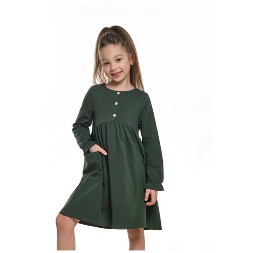 фото Платье mini maxi, хлопок, трикотаж, однотонное, размер 104, хаки, зеленый