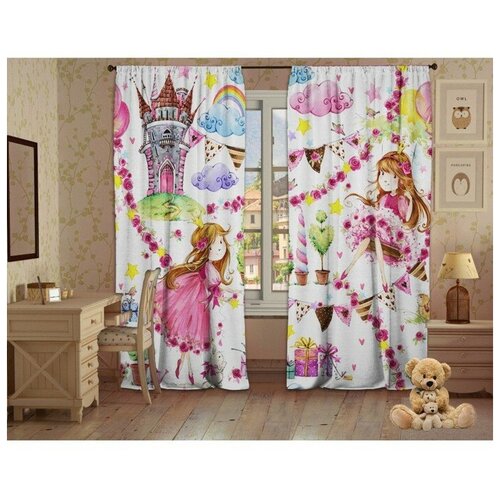 фото Комплект штор воздушный замок, 147х267 +/- 3см 2шт, габардин, п/э100% qwen