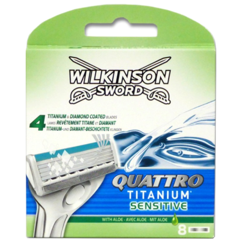 Купить Wilkinson Sword / Schick / Quattro Titanium Sensitive / Сменные кассеты для бритвы (8 шт), зеленый
