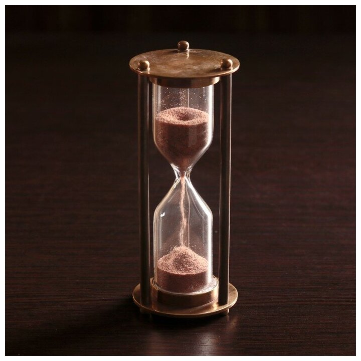 фото Песочные часы "Счастье" латунь (2 мин) 5х5х12,5 см 4205025