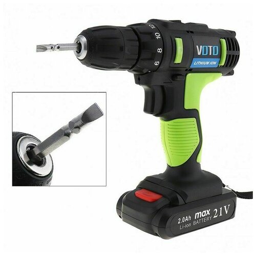 Шуруповерт аккумуляторный Voto 21V 2Ah 1 АКБ кейс зеленый 390000₽